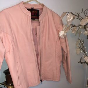 NWOT pink leather moto jacket sz Large